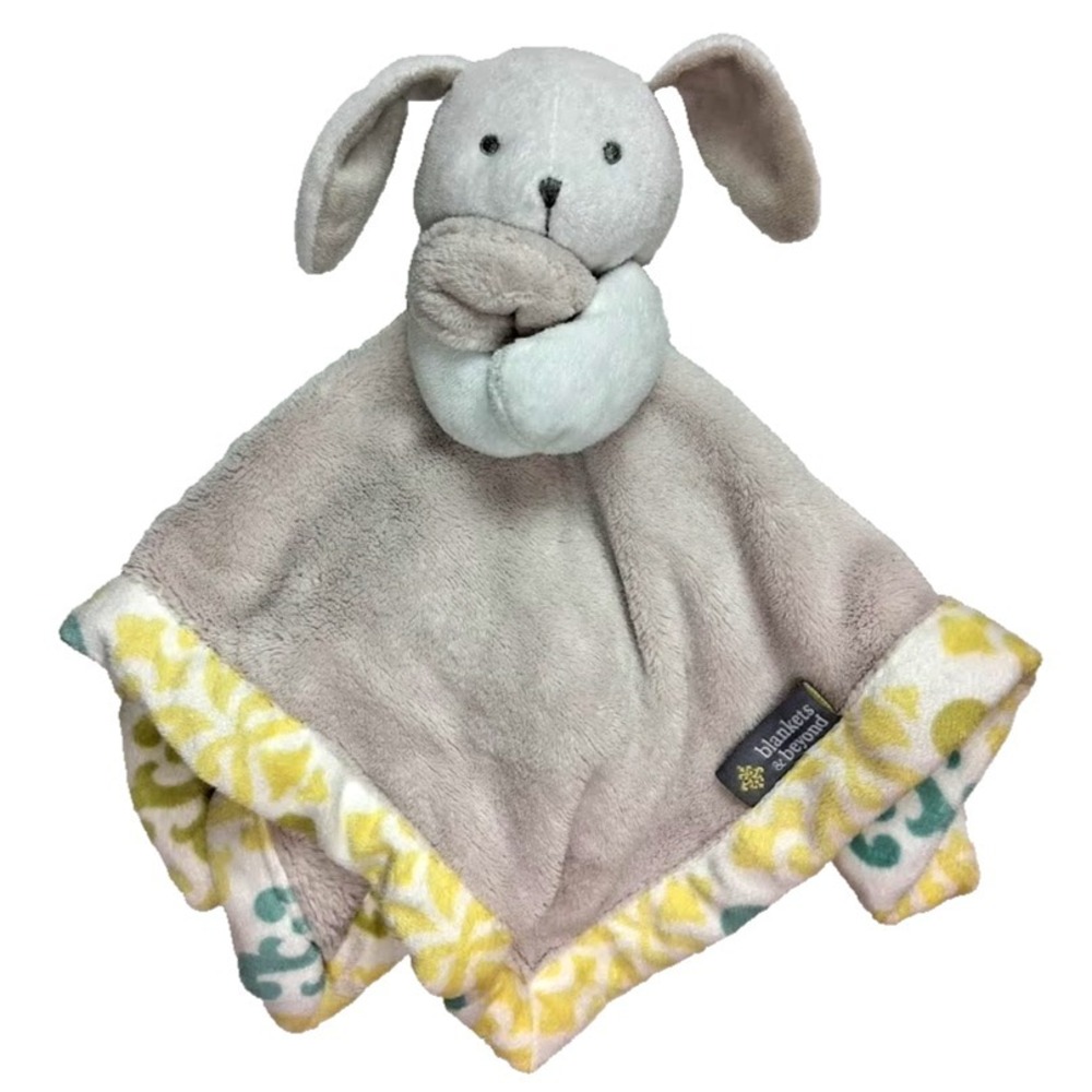 Blankets & Beyond Tan Brown Bunny Baby Security Lovey Soft Fleece Gray‎ 15"
